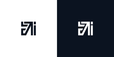 Minimal creative initial letters JI logo.