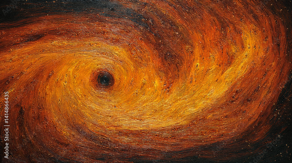 Aufkleber Abstract swirling orange and brown texture image, resembling wood grain or a cosmic nebula, creating a dynamic and intense visual effect, suitable for various design projects