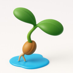 Growing Seedling with Water, isolated white background