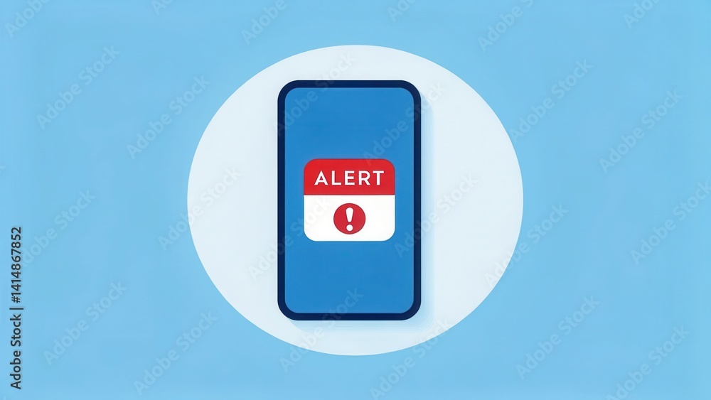 Poster scam call phone security. mobile device displaying an alert notification on a light blue background.