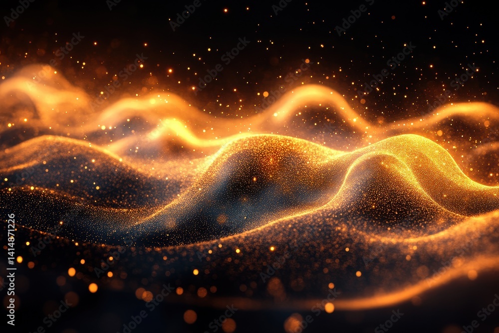 Aufkleber golden waves of light create a mesmerizing visual experience in this abstract digital artwork