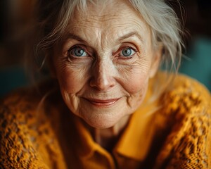 Senior woman portrait with home.