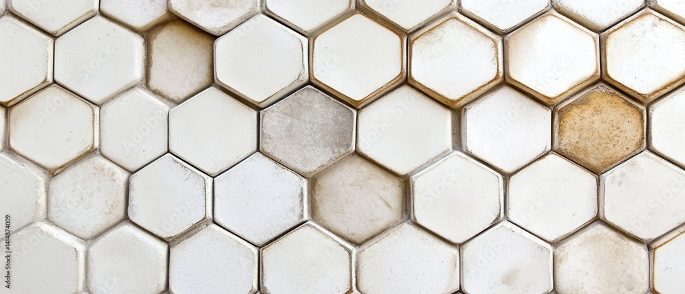 Poster distressed hexagon tile pattern in cream and beige tones a textured background for interior design a