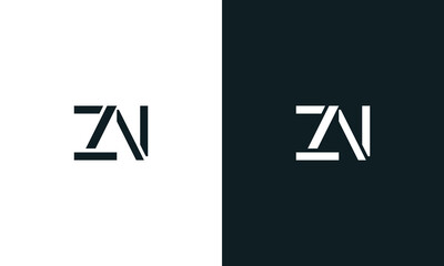 Creative minimal abstract letter ZN logo.