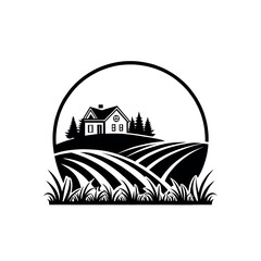 Naklejka premium Landscaping silhouette logo vector line art logo design