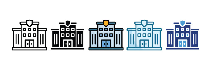 Fototapeta premium Police Station Icon Set Multiple Style Collection