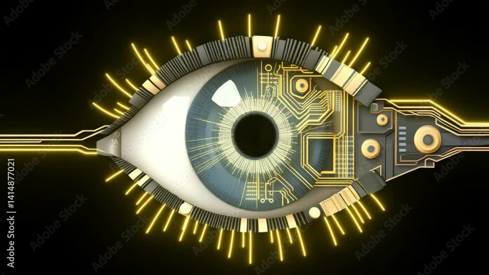 Aufkleber futuristic eye design with circuit patterns for technology and innovation concepts in digital artwor