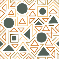 Modern Geometric Pattern with Triangles, Circles, and Squares