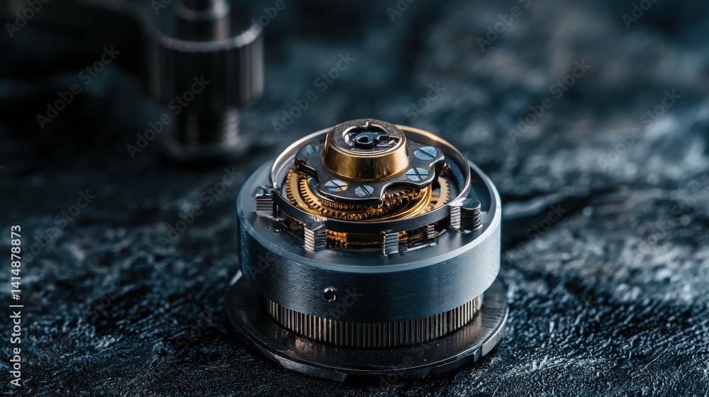 Poster Innovation in precision engineering close-up photography of mechanisms in an industrial workshop setting