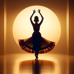 Silhouette of a dancer performing a classical dance pose
