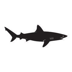 Fototapeta premium Shark Silhouette Ocean Predator Vector Illustration