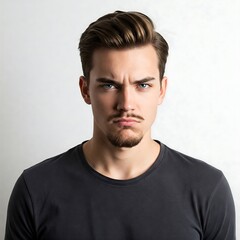 Fototapeta premium Mad Young Man with Frowning Face - Studio Portrait