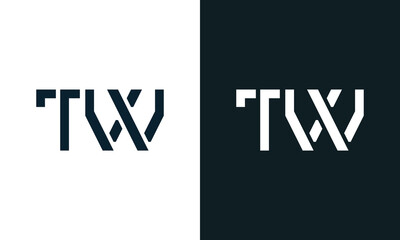 Creative minimal abstract letter TW logo.