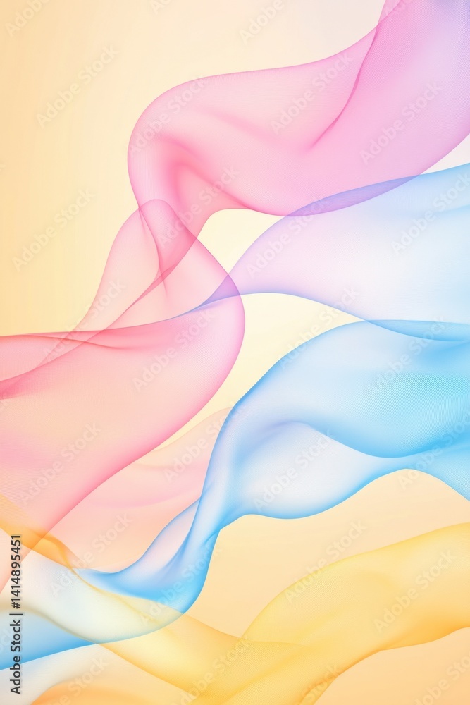 Poster pastel hues of flowing fabric abstract background with soft colors and gentle movement for design pr
