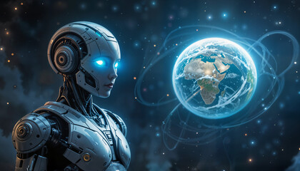 Futuristic AI Cybernetic Vision of Earth