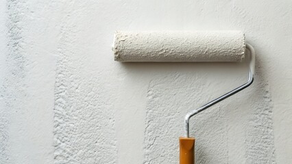 Freshly Painted Wall With Roller