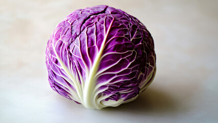 Fototapeta premium A close-up view of a vibrant purple cabbage on a table