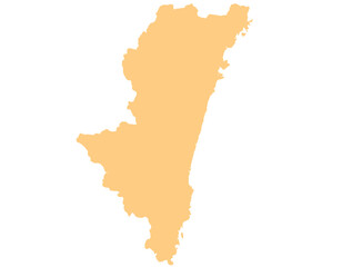 宮崎県　地図　オレンジ　イラスト