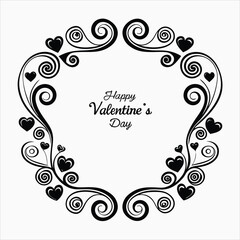 Valentine Hearts Decorative Frame Border Vector.