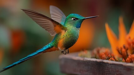 Fototapeta premium Colorful hummingbird in flight