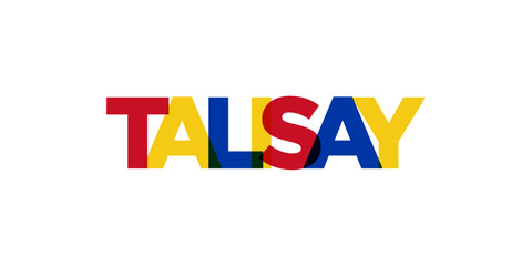 Talisay in the Philippines emblem. The design features a geometric style, vector illustration with bold typography in a modern font. The graphic slogan lettering.