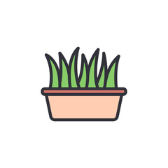 Grass colored icons, minimalist vector illustration ,simple transparent graphic element .Isolated on white background