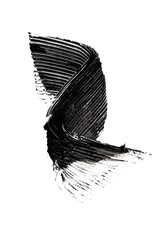 Black mascara brush strokes isolated on white.