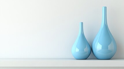 Modern blue ceramic vase in vertical frame against a clean white wall