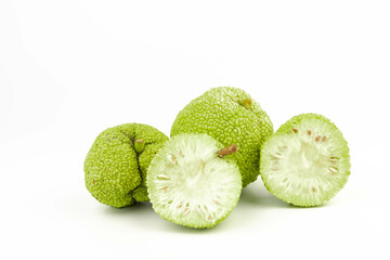 Maclura Orange exotic fruit on white background