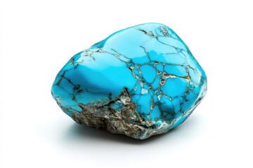A striking turquoise gemstone showcasing intricate patterns and vivid color under bright light