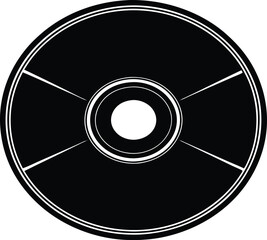 CD Disk Silhouette Vector Icon – Classic Media Symbol Clipart.