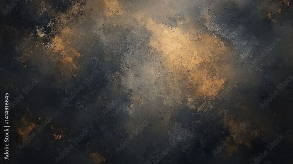 Poster abstract textured background with dark blue and golden hues creating a dramatic and mysterious atmos