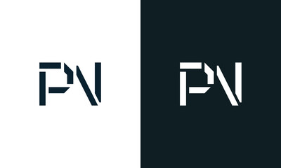 Fototapeta premium Creative minimal abstract letter PN logo.