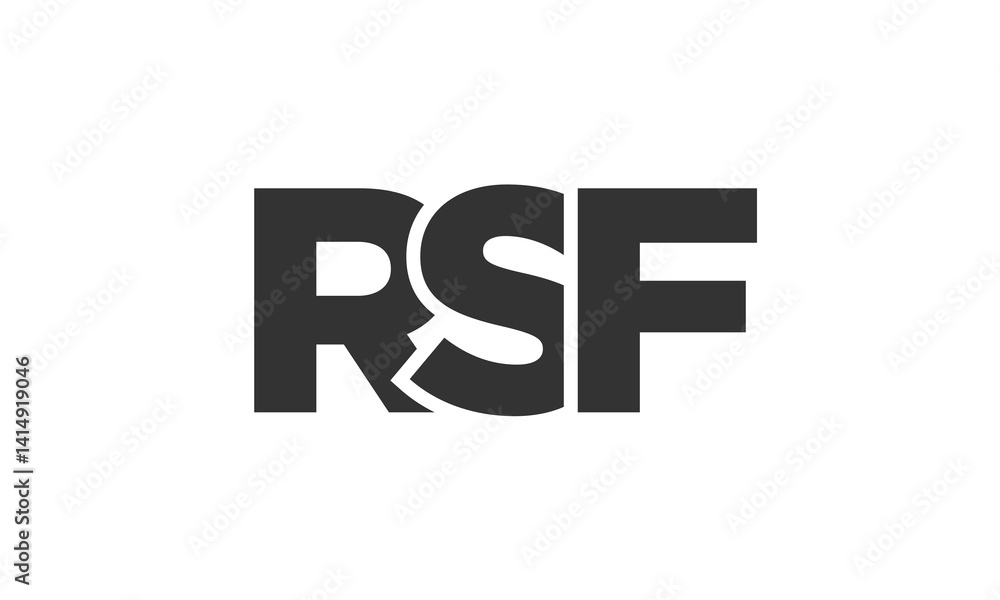 Poster rsf logo design template with strong and modern bold text. initial based vector logotype featuring s
