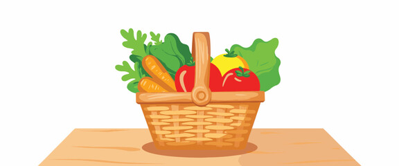 Vibrant basket overflowing with fresh produce, abundance and generosity