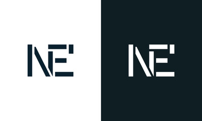 Creative minimal abstract letter NE logo.