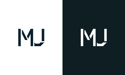 Obraz premium Creative minimal abstract letter MU logo.