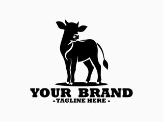 powerful standing bull featuring strong musculature and prominent curved horns. Farm animal bull concept, bull full body vector illustration and bull logo design art