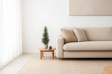 Cozy living room featuring neutral tones, soft textures, and min