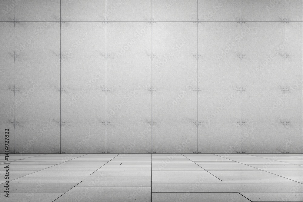 Leinwandbilder minimal concrete wall with visible joints and clean tiled floor in modern geometric architectural st