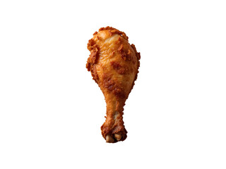 Obraz premium Isolated crispy fried chicken drumstick featuring a golden brown coating and delectable texture against a plain setting capturing the appetizing detail