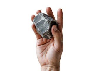 Obraz premium Isolated plain hand displaying a metamorphic rock sample showcasing geology, mineralogy and earth science concepts perfect for educational content and geological surveys