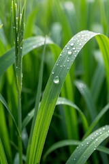 Obraz premium a close up of a green plant with water droplets on it