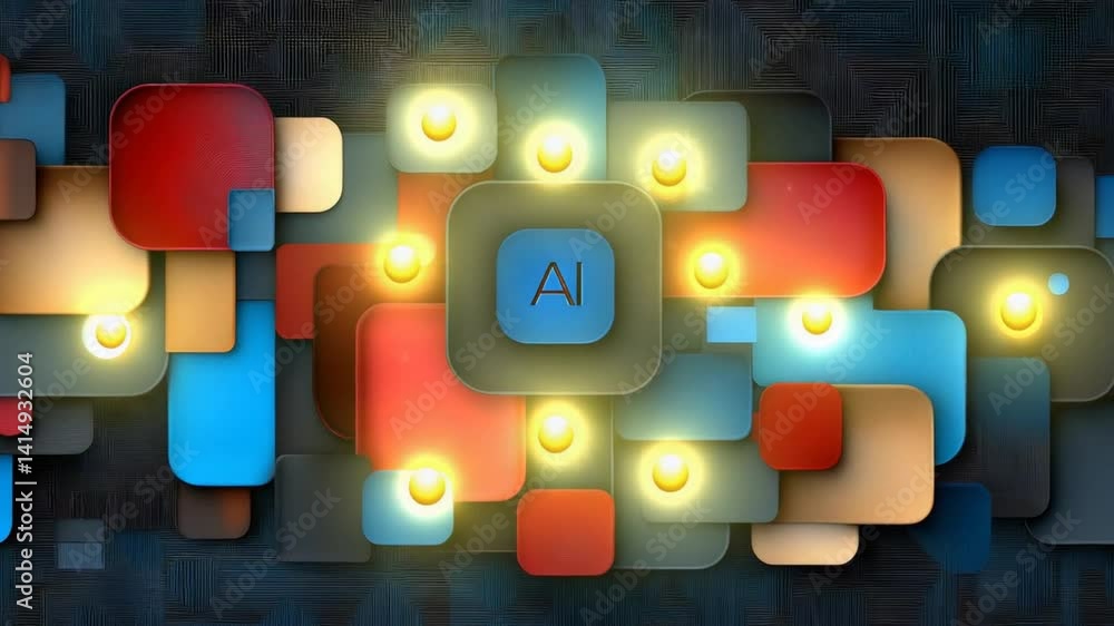 Poster modern abstract background with geometric shapes, bright colors, and illuminated elements featuring 