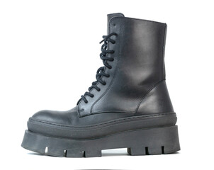 Stylish black platform ankle boots