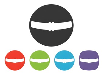 Belt Icon Set Simple Style in Multiple Colors