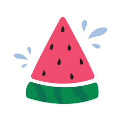Juicy watermelon isolated on white. Flat vector summer Illustrations. Design for for packaging