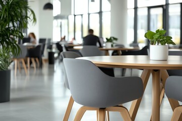 Fototapeta premium Informal lunch discussion among teammates in modern lounge, 3D illustration