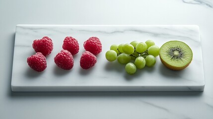Vibrant red and green food on white platter healthy eating photography