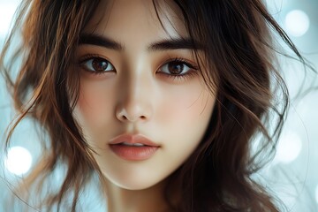 Close-up portrait of a beautiful young Asian woman.
